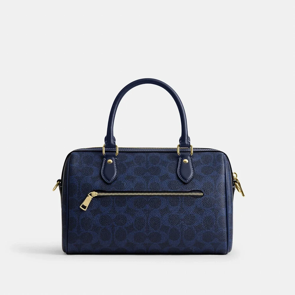 Coach Outlet Rowan Satchel Bag In Signature Navy Canvas